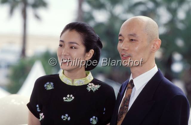 gong li.JPG - Gong Li, actrice chinoise et Zhang Yimou, réalisateur du film "Vivre"Festival de Cannes 1994